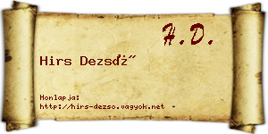 Hirs Dezső névjegykártya